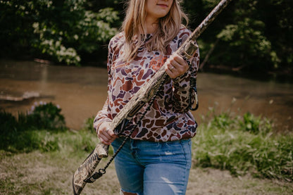 Long Sleeve Camo with Orange lettering