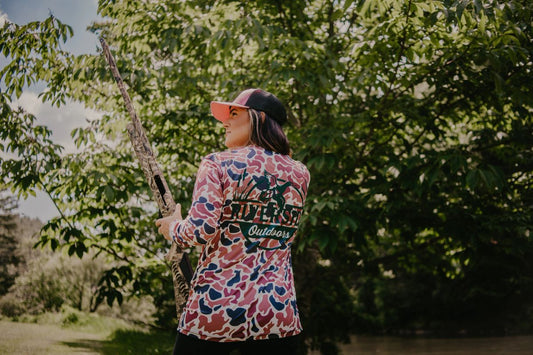 Long Sleeve Camo with Green lettering